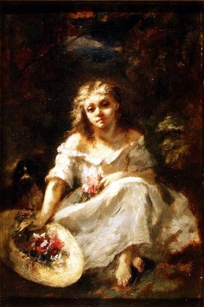 Dívka s květinami od Narcisse Virgile Diaz de la Peña
