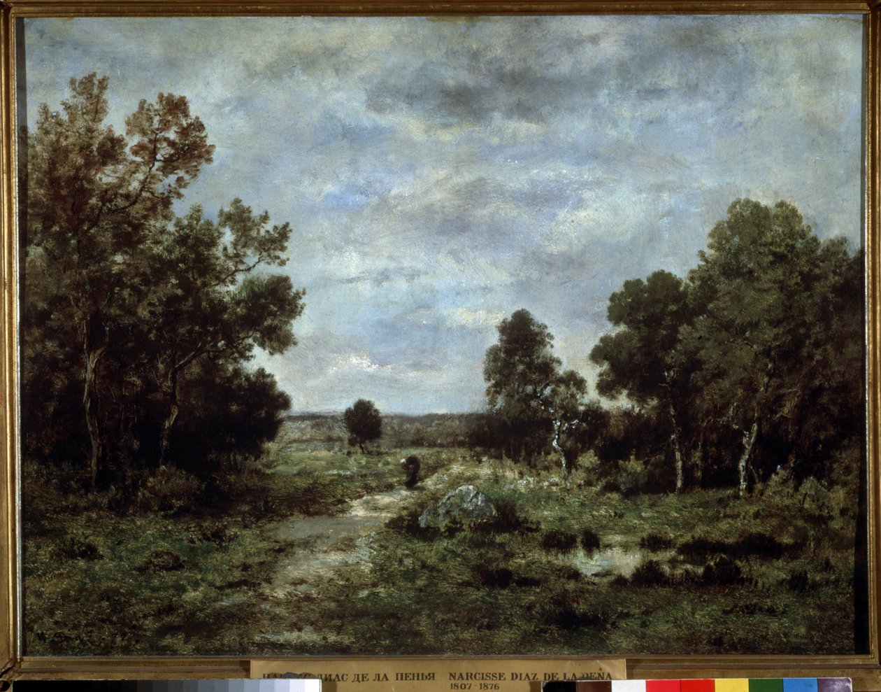 ""Podzimní krajina ve Fontainebleau"" (podzim ve Fontainebleau) Obraz Narcisse Virgilio Diaz de la Pena (1807-1876) 1872 Puškinovo muzeum, Moskva od Narcisse Virgile Diaz de la Peña