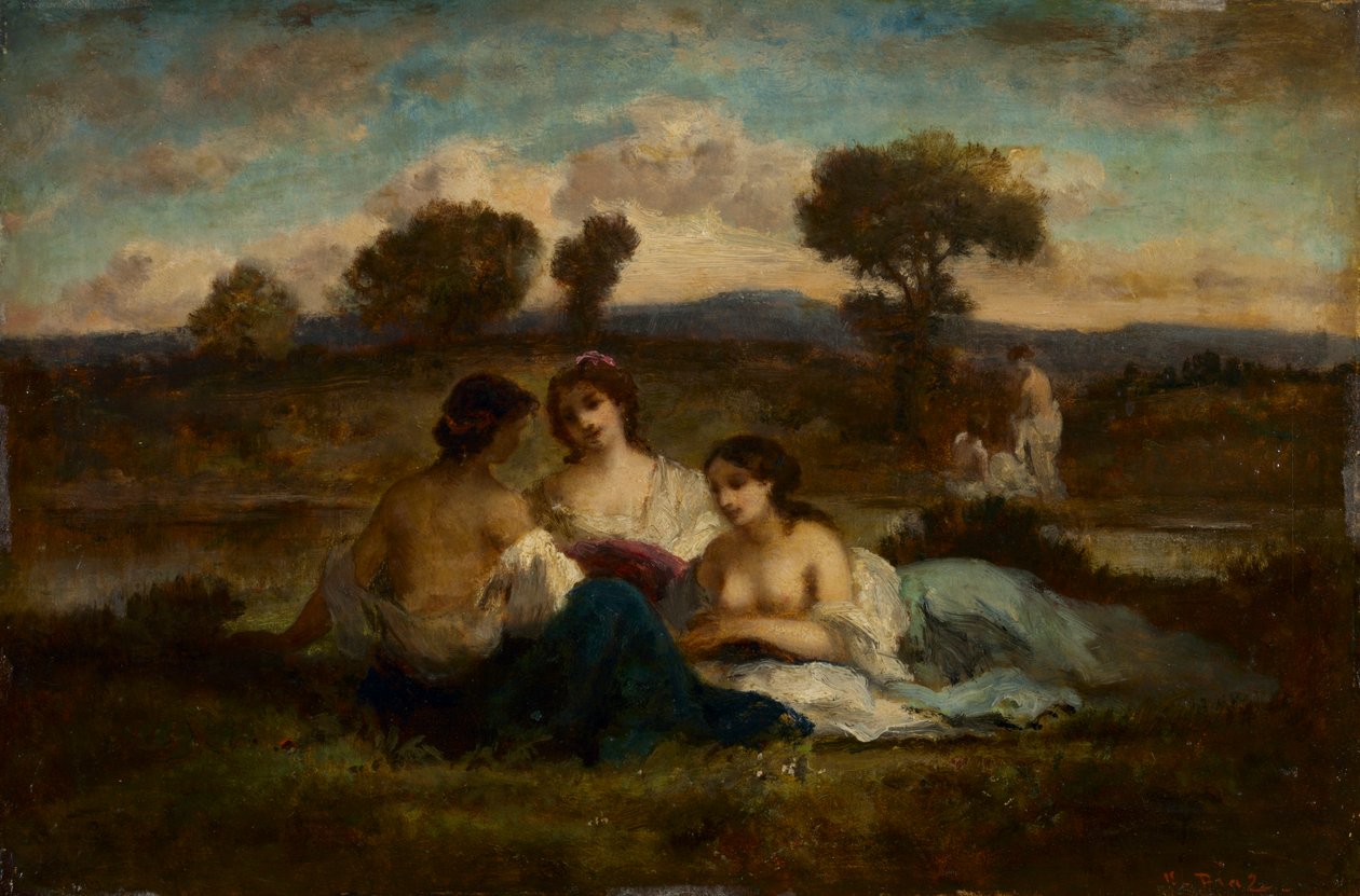 The Bathers, po roce 1847 (olej na dřevě) od Narcisse Virgile Diaz de la Peña