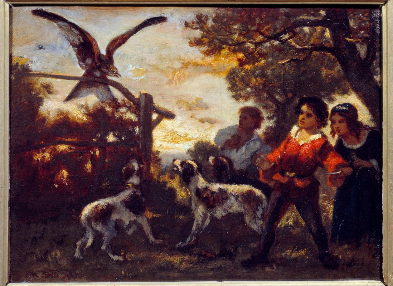 Sokolí děti. Obraz Diaz De La Pena (1807-1876) od Narcisse Virgile Diaz de la Peña