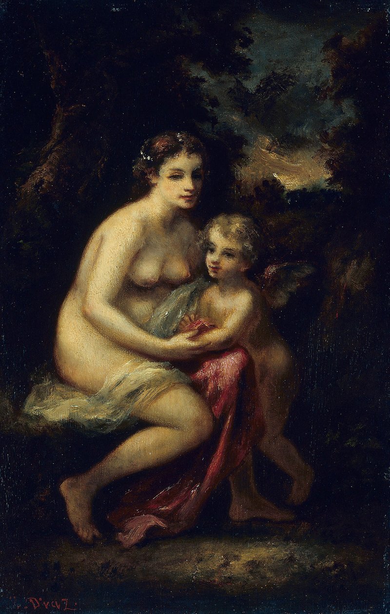 Výchova Amora, asi 1859 (olej na desce) od Narcisse Virgilio Diaz de la Peña