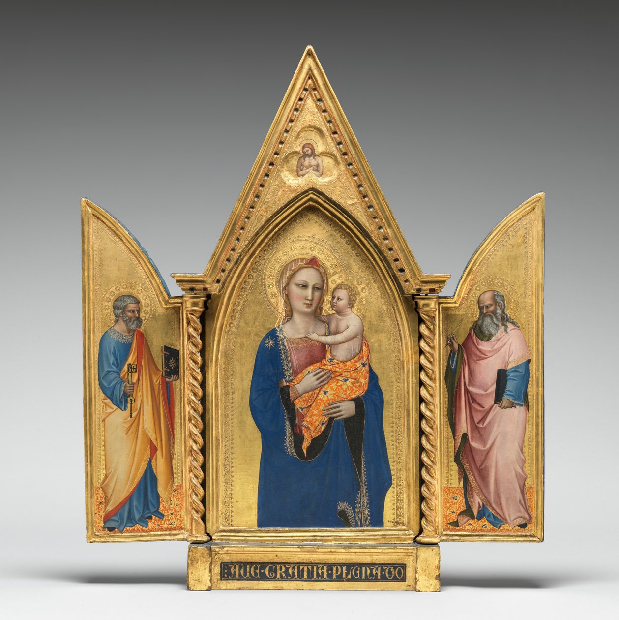 Madona s dítětem, se svatými Petrem a Janem Evangelistou a Mužem bolesti [celý triptych] od Nardo di Cione