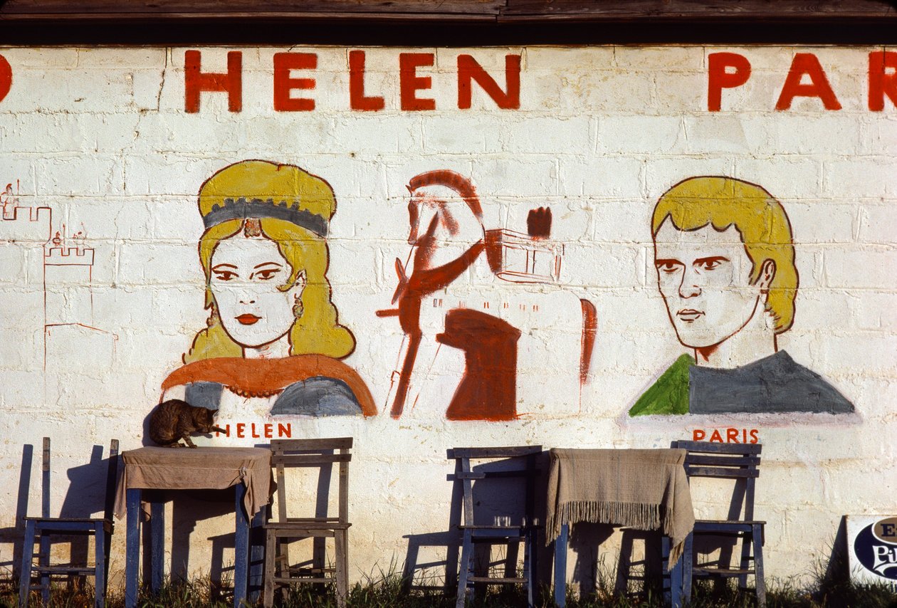 Nástěnná malba v kavárně Helen of Troy v Troji, Turecko od Nathan Benn
