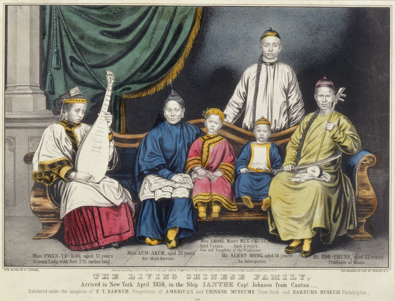 Reklamní plakát The Living Chinese Family, 1850 od Nathaniel Currier