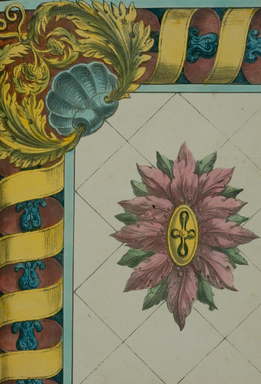 Ornate Border Design, stránka z „Průvodce dekorativními malíři a sklenáři a návrhy pro zdobení bytů“, vydáno 1827 od Nathaniel Whittock
