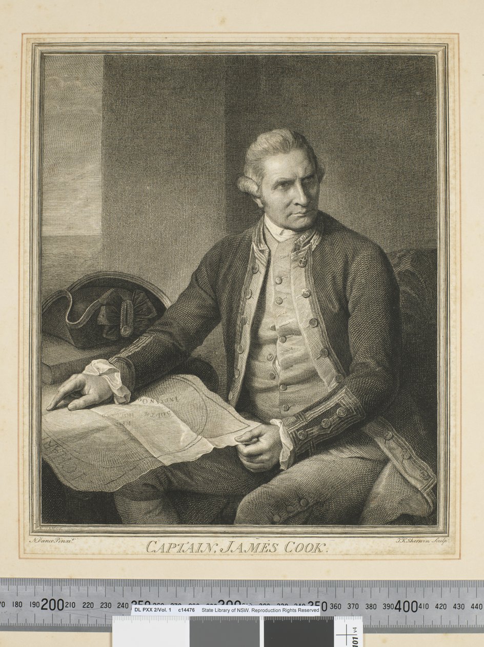 I. Captain James Cook, ryl J. K. Sherwin (1751–90), c.1773-84 (rytina) od Nathaniel (after) Dance Holland