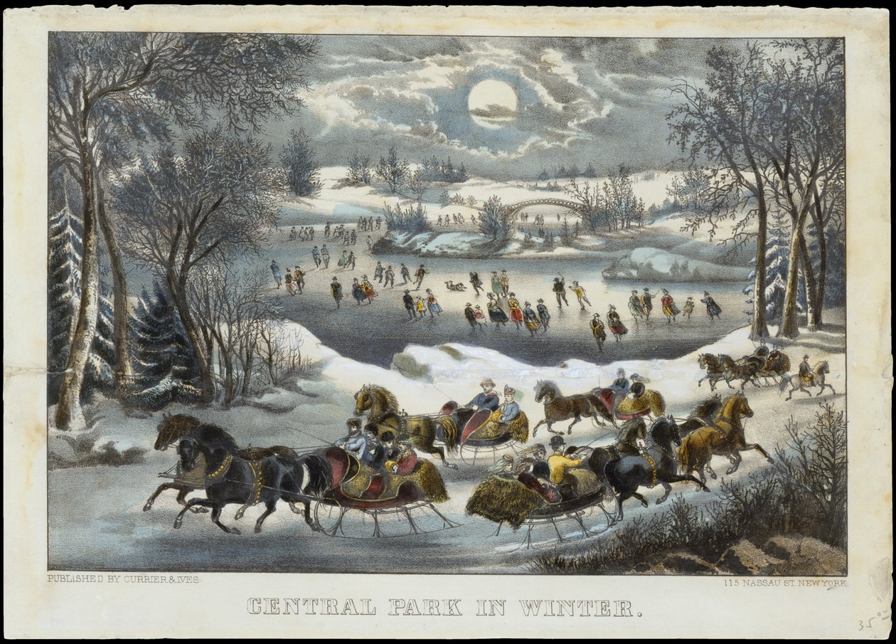 Central Park v zimě, 1877-94., 1877-94. Tvůrci: Nathaniel Currier, James Merritt Ives, Currier a Ives. od Currier and Ives