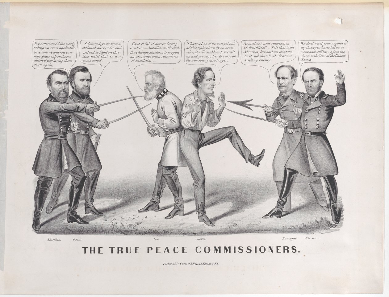 The True Peace Commissioners, 1865., 1865. Tvůrci: Nathaniel Currier, James Merritt Ives, Currier a Ives. od Currier and Ives
