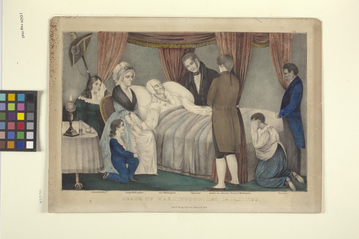 Death Of Washington (ručně kolorovaná litografie) od Nathaniel Currier