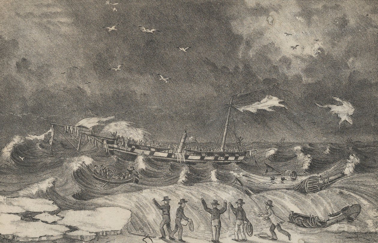 Děsivý vrak Mexika na Hempstead Beach, 2. ledna 1837, 1848-56. od Nathaniel Currier