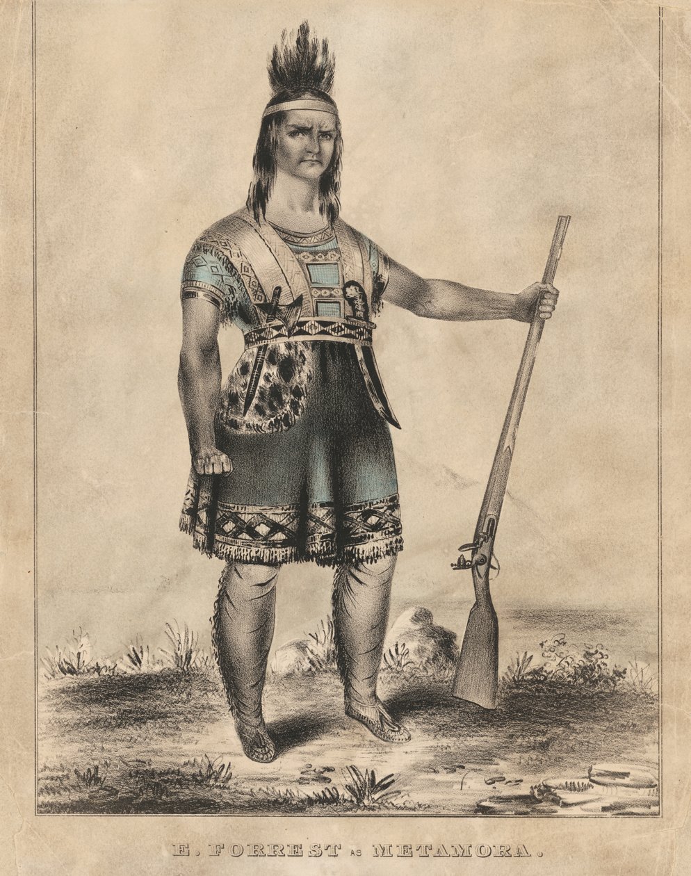 E. Forrest jako Metamora od Nathaniel Currier