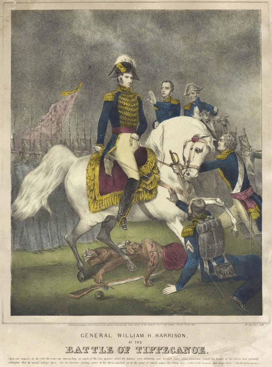Generál William H. Harrison v bitvě u Tippecanoe, hospoda. 1840 od Nathaniel Currier