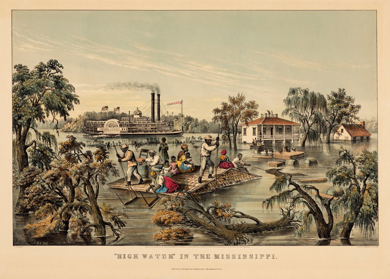 „Vysoká voda“ v Mississippi od Nathaniel Currier