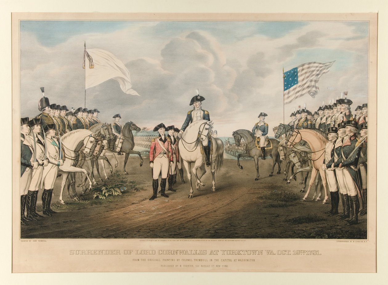 Kapitulace Cornwallise v Yorktownu ve Virginii, 19. října 1781 - Podle původního obrazu plukovníka Trumbulla, namalovaného Johnem Trumbullem od Nathaniel Currier