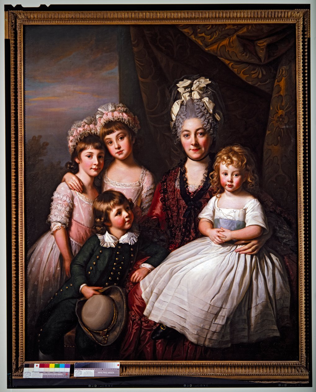 Lady Cooperová obklopená svými dětmi, nedatováno (plátno) od Nathaniel Dance