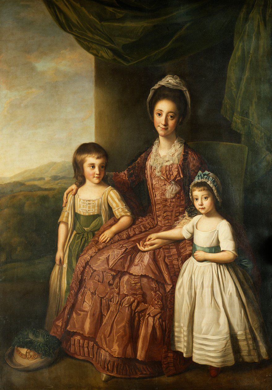 Skupinový portrét Marie, hraběnky z Darnley a jejích dětí, lorda Cliftona a lady Mary Blighové, po celé délce, od Nathaniel Dance Holland
