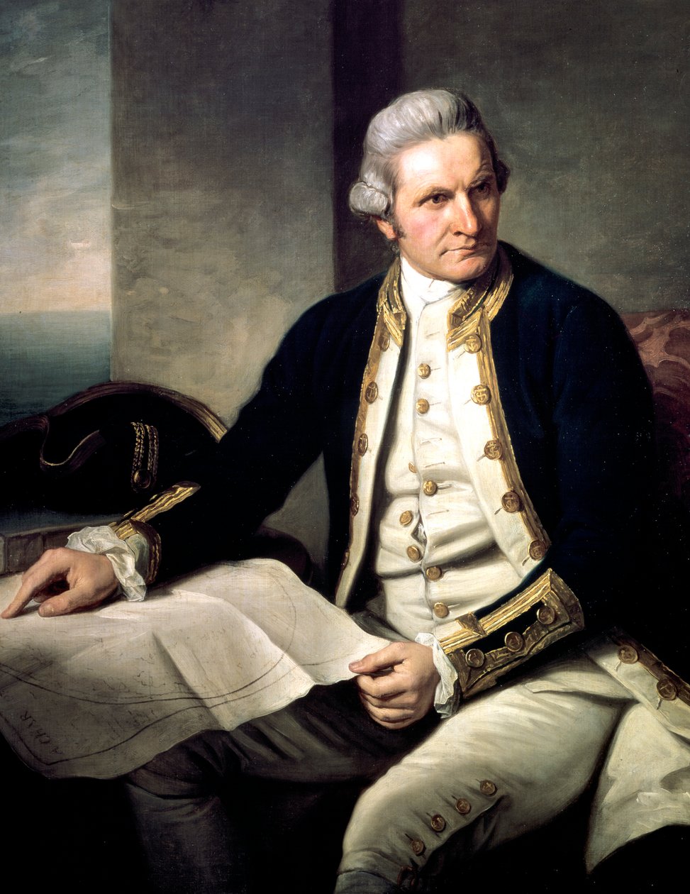 James Cook , anglický průzkumník, mořeplavec a hydrograf, 1775-1776 od Nathaniel Dance Holland