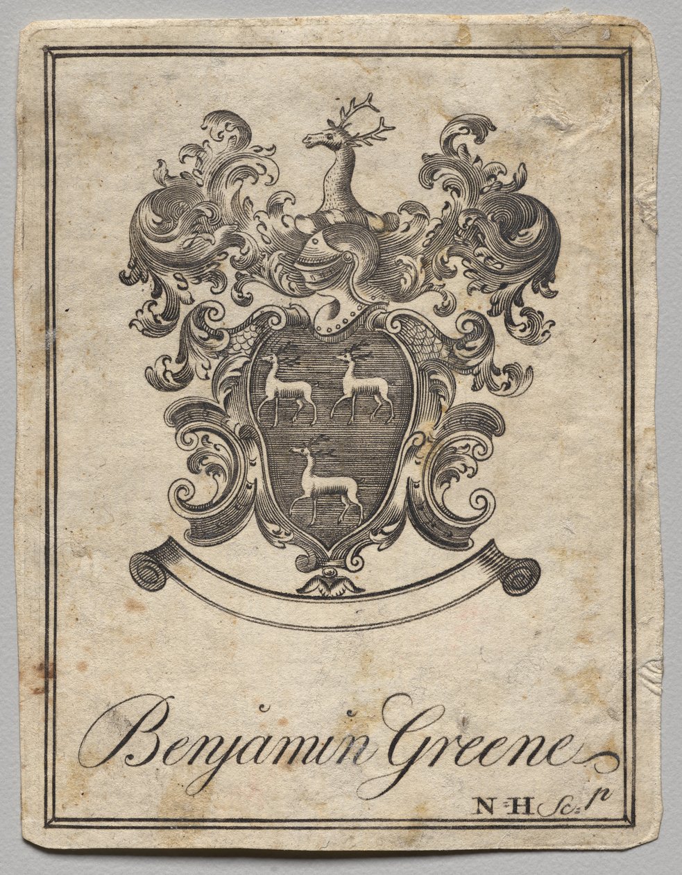Knihovna: Erb s nápisem Benjamin Greene od Nathaniel Hurd