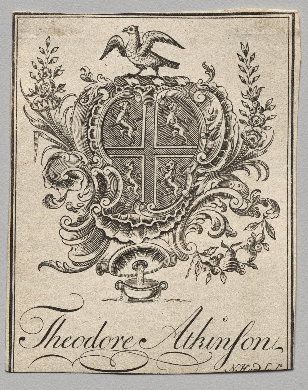 Knihovna: Erb s nápisem Theodore Atkinson od Nathaniel Hurd