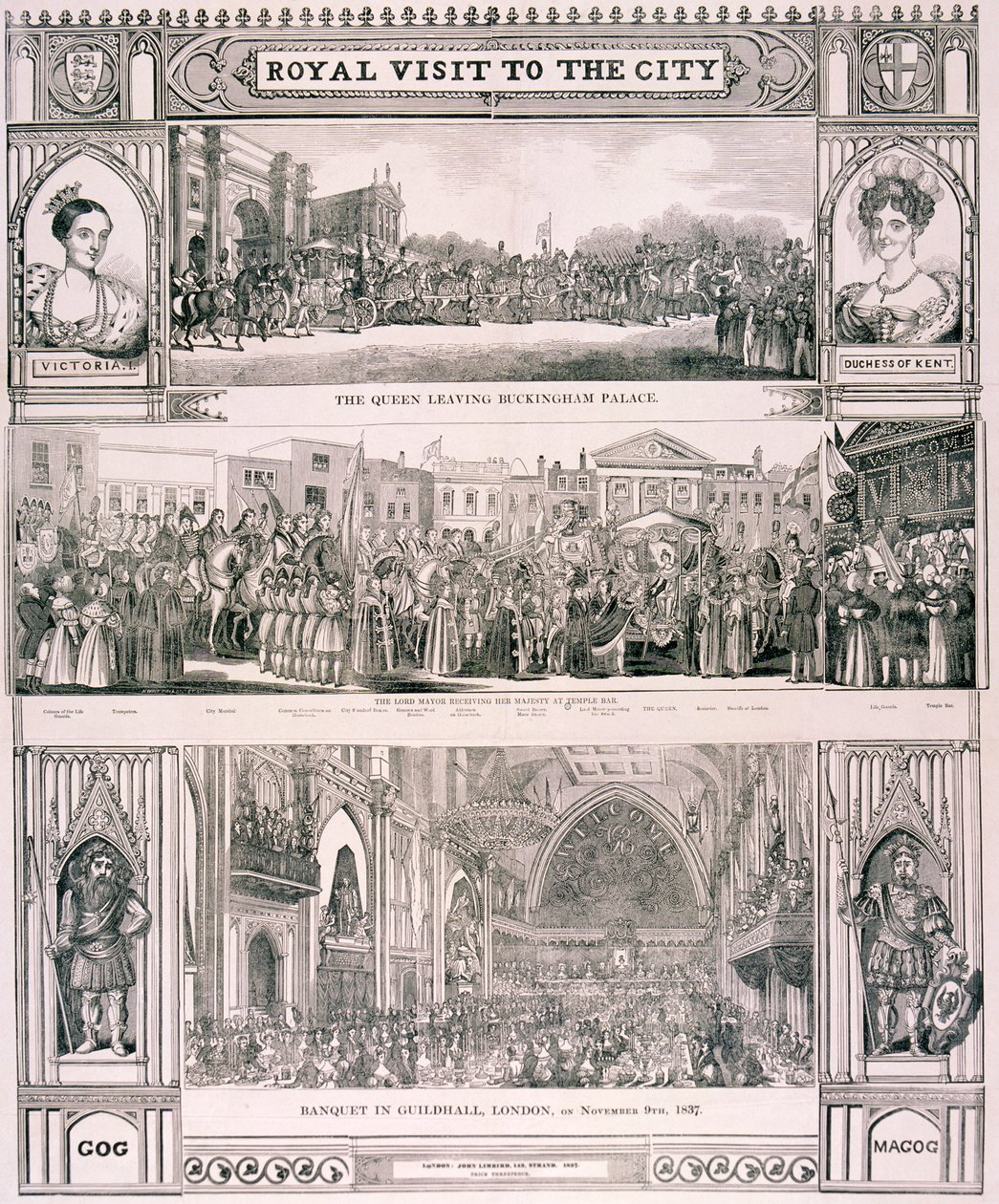 Návštěva královny Viktorie v City of London, 1837 od Nathaniel Whittock