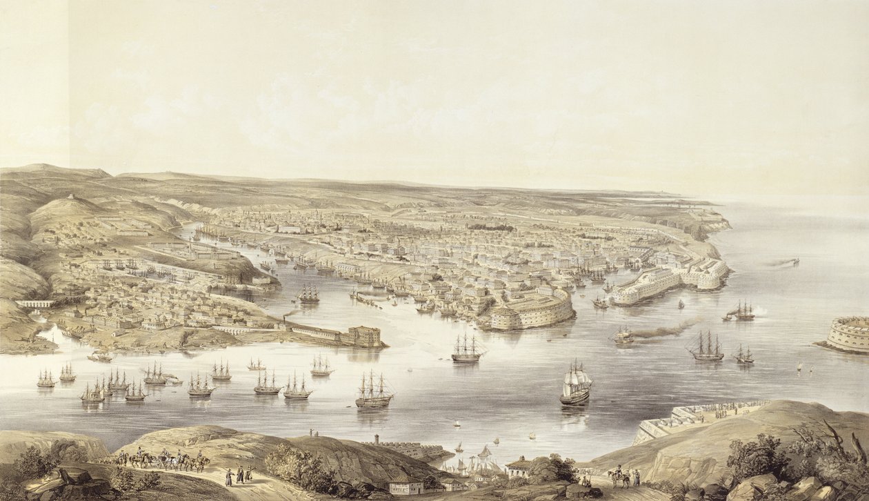 Sebastopol v celé své slávě, 1848, vyryto Day und Son, vydáno 1857 od Nathaniel Whittock
