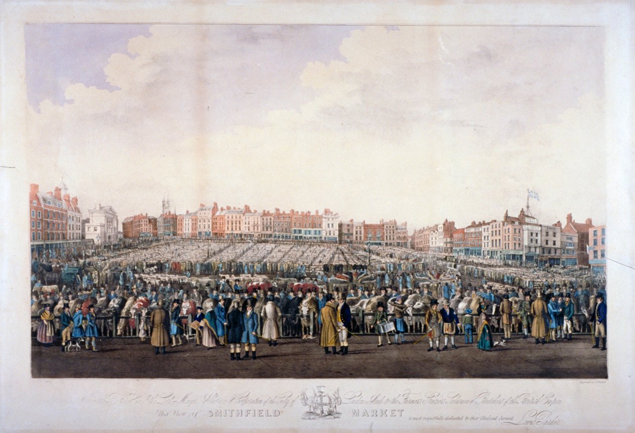 Smithfield Market, West Smithfield, City of London, c1825. od Nathaniel Whittock