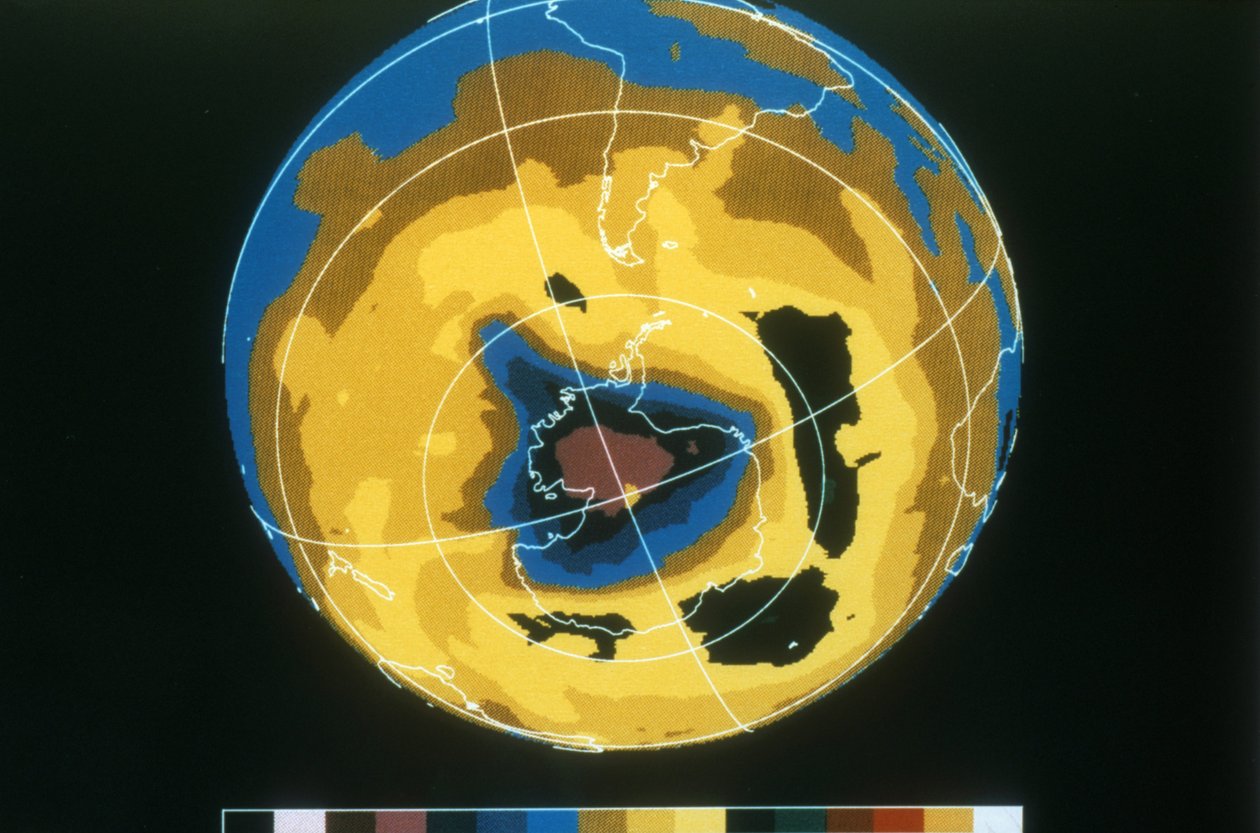 Falešný barevný snímek antarktické ozónové díry, 30. listopadu 1992. Fotografie NASA. od National Aeronautics and Space Administration National Aeronautics and Space Administration