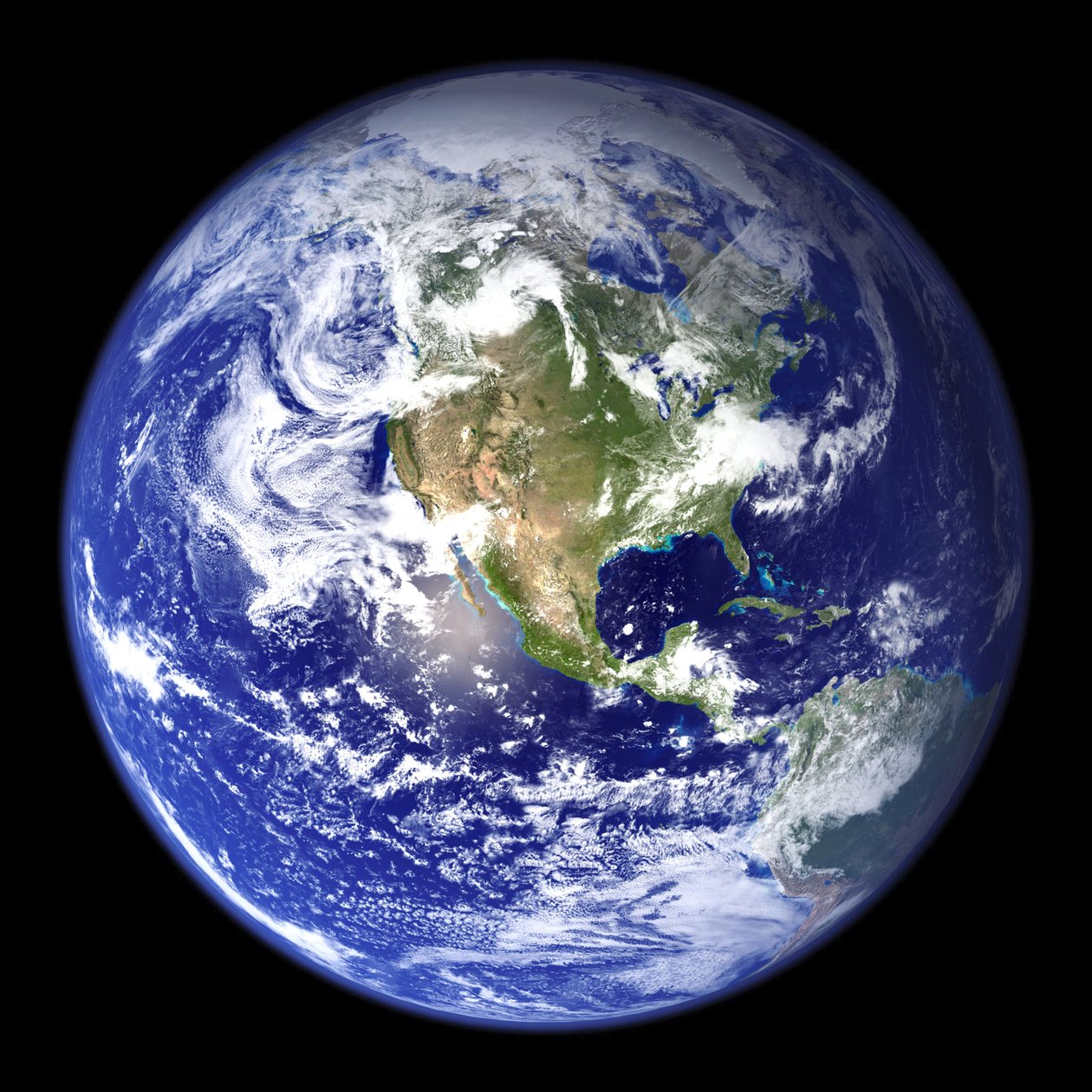 Satelitní pohled na Zemi se Severní Amerikou uprostřed obrazu. Kredit: NASA. Věda Země Geologie Oceánografie od National Aeronautics and Space Administration National Aeronautics and Space Administration