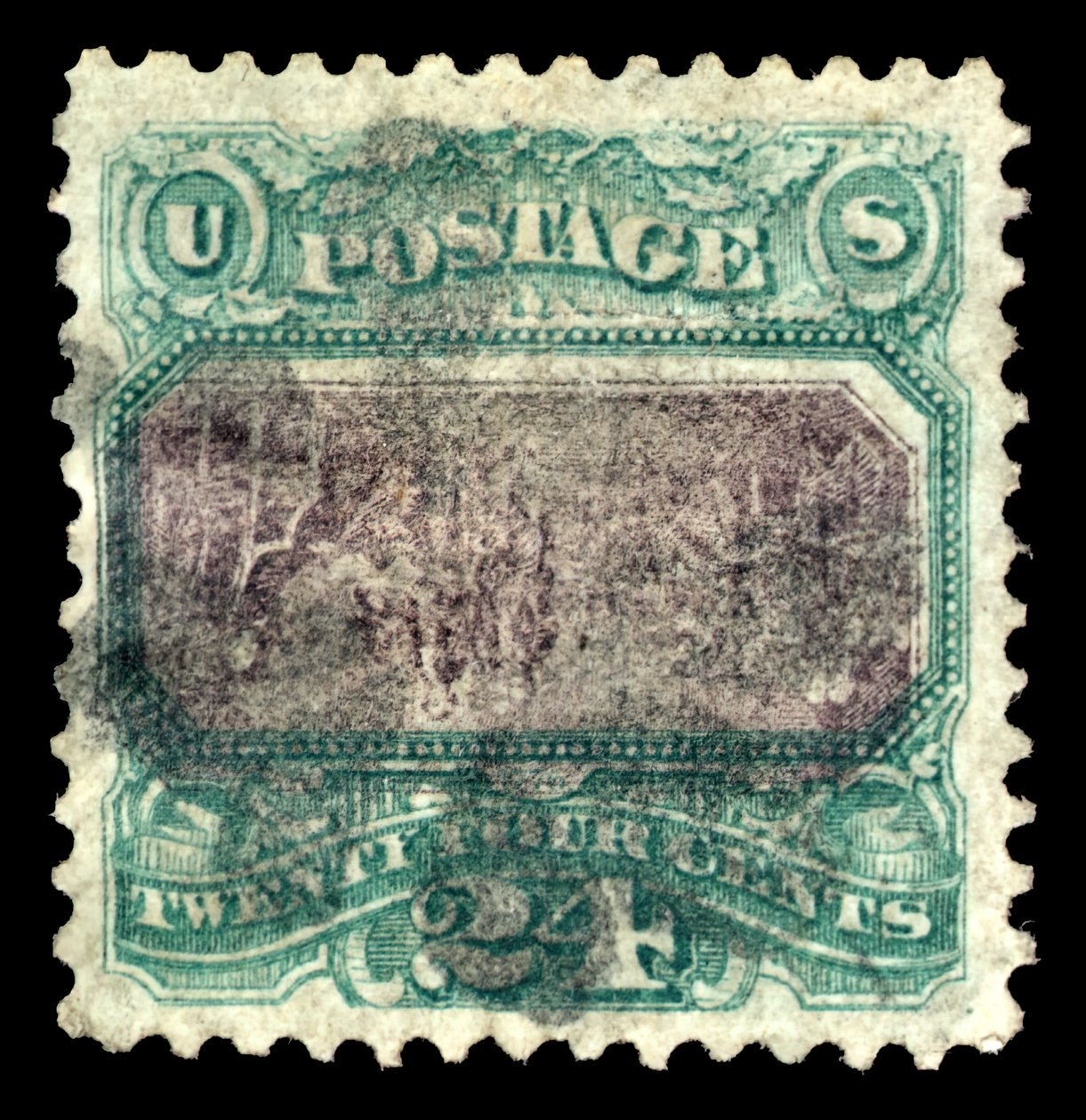 24c Deklarace nezávislosti G Chyba převrácení grilu jeden, 1869. od National Bank Note Company