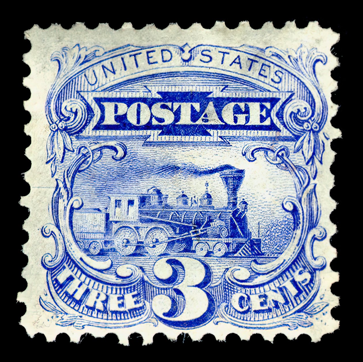 Znovuvydaný singl 3c Steam Locomotive, 1875. od National Bank Note Company
