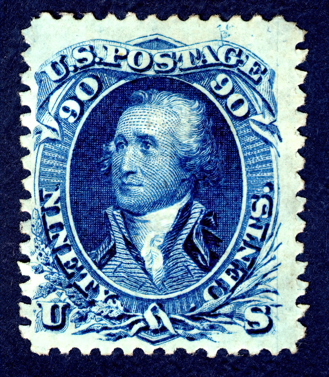 90c Washington F Grill singl, 1867-1868. od National Bank Note Company