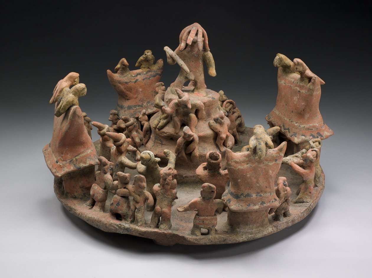 Model zobrazující rituální centrum, 100–800 n. l. (keramika a pigment) od Nayarit Culture