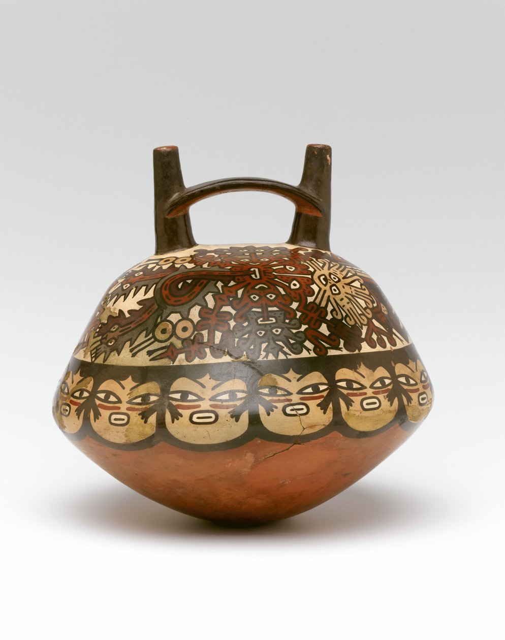Dvojitá výlevka a můstková láhev, z Peru, 100 př. nl-600 n. l. (keramická) od Nazca Culture