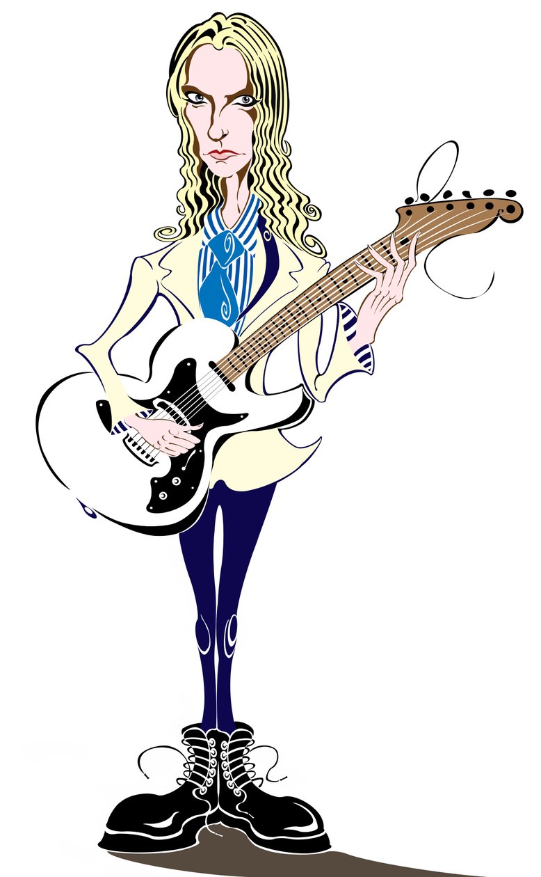 Aimee Mann - karikatura - americký zpěvák, skladatel a baskytarista, narozen 1960 od Neale Osborne