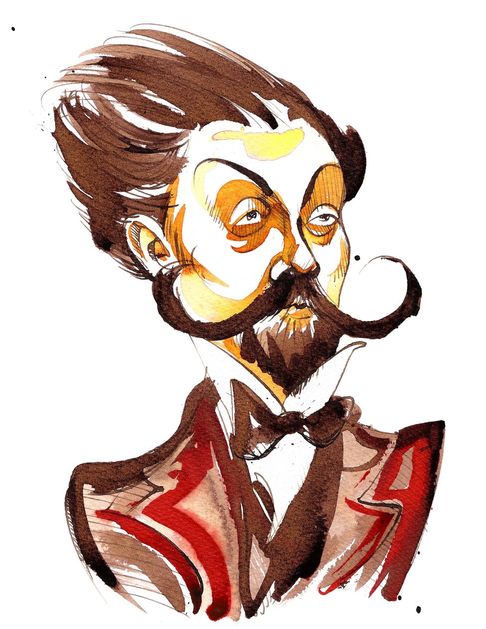 Alexandr Skrjabin (ruský skladatel, 1872-1915) barevná karikatura od Neale Osborne