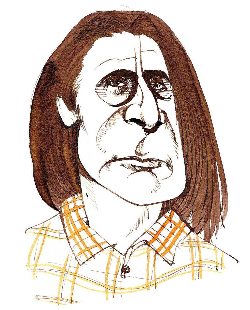 Alfred Schnittke, ruský skladatel (1934-98); karikatura od Neale Osborne