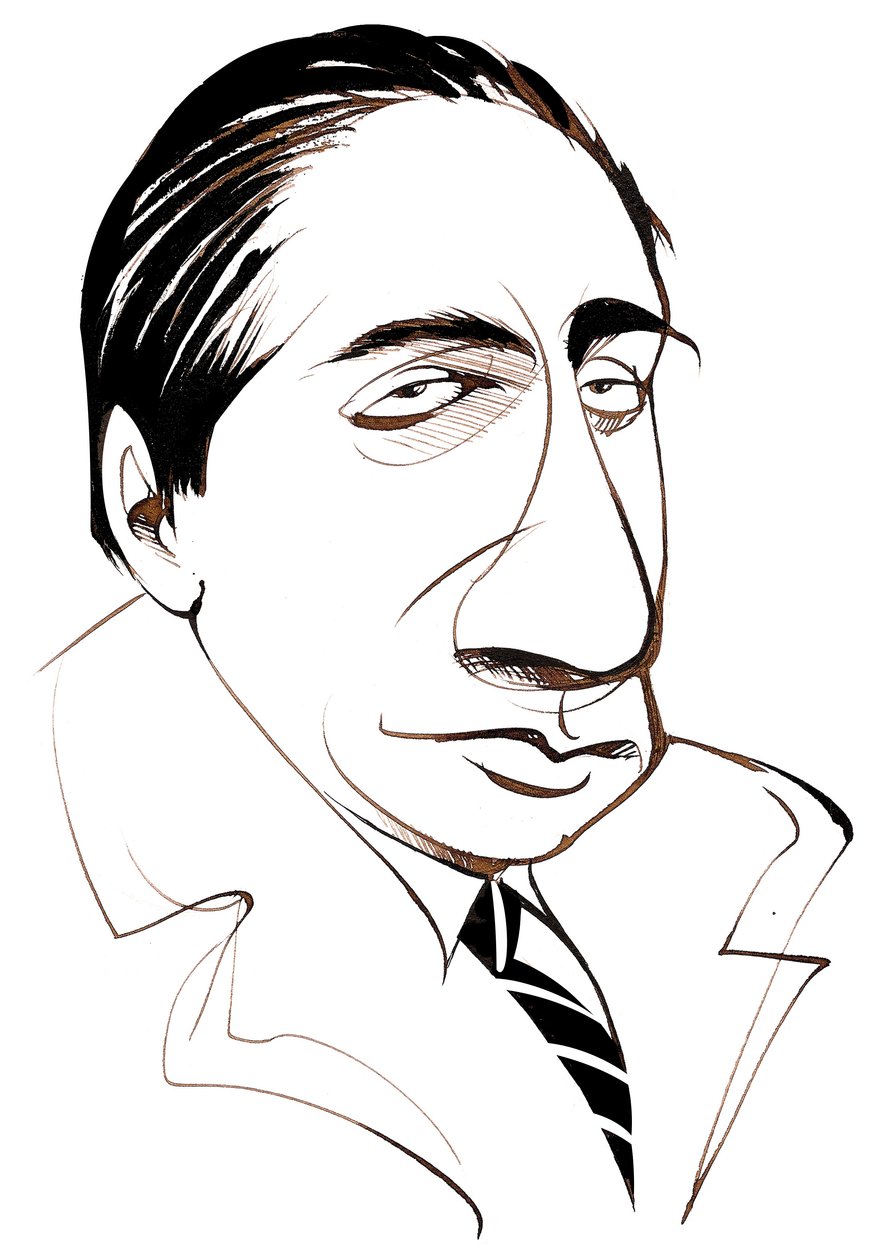 Alfredo Casella, italský skladatel, (1883 - 1947) karikatura od Neale Osborne