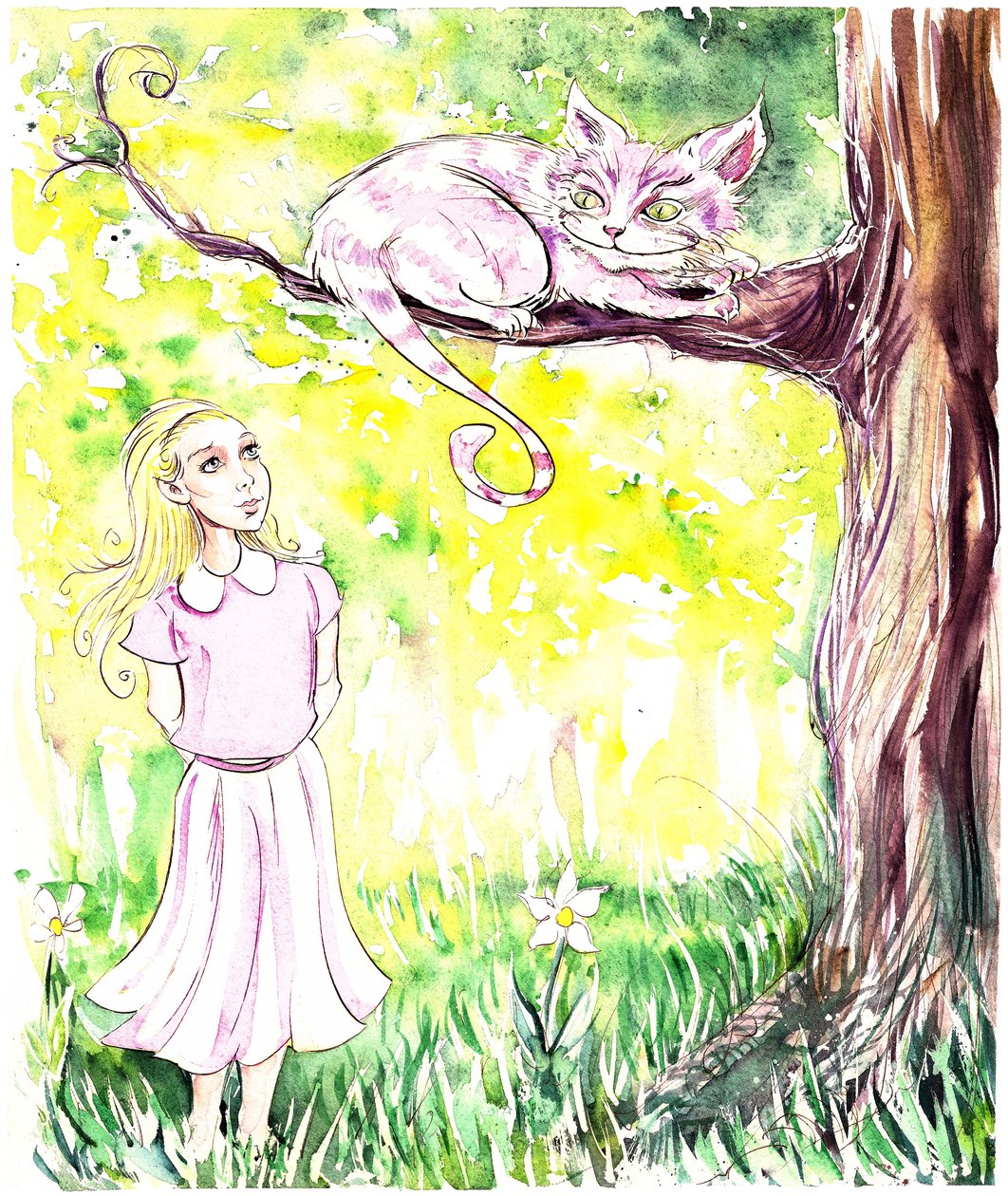 Alice and the Cheshire Cat - ilustrace k příběhu Lewise Carrolla, Alices Adventures in Wonderland (1865), 2005 od Neale Osborne