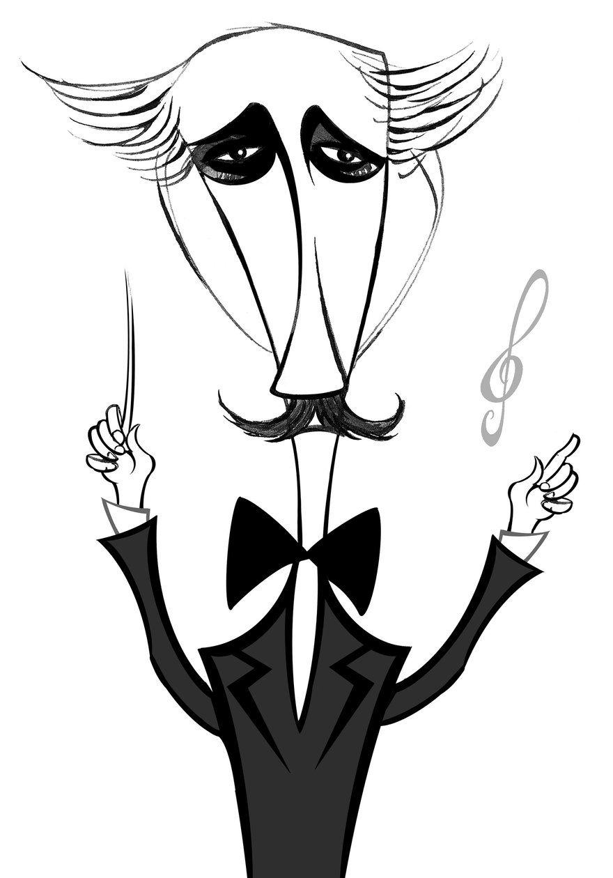 Arturo Toscanini, italský dirigent, (1867 - 1957) karikatura od Neale Osborne
