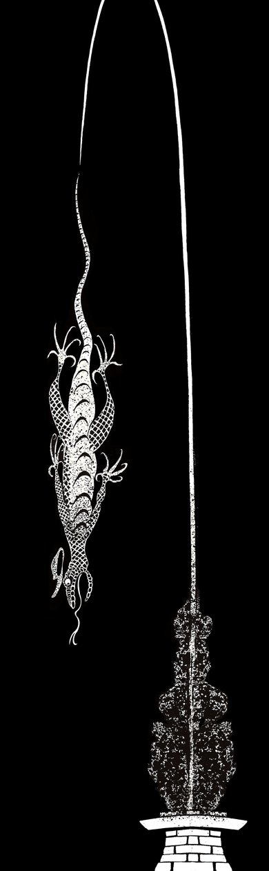 Bill the Lizard - ilustrace k Lewisovi Carrollovi Alenka dobrodružství v říši divů (1865), 2005 od Neale Osborne