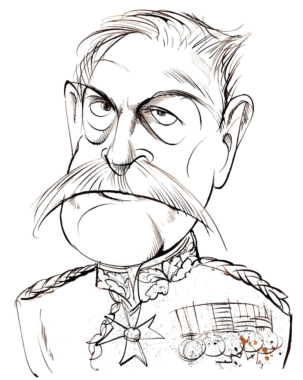 britský polní maršál, první hrabě Haig z Bemersyde (1861-1928); karikatura od Neale Osborne