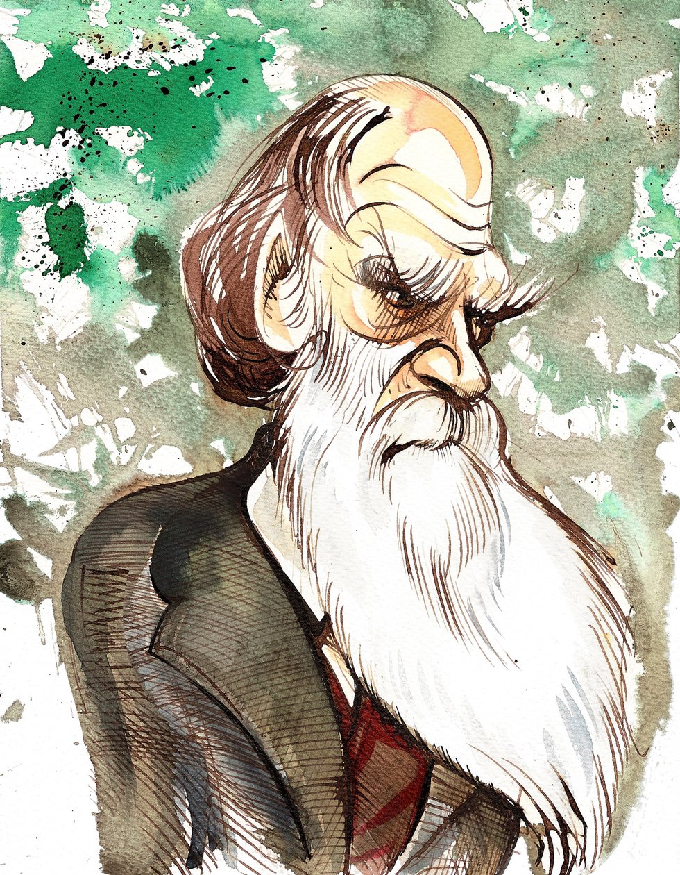 Charles Darwin (anglický přírodovědec a spisovatel, 1809-82) barevná karikatura od Neale Osborne