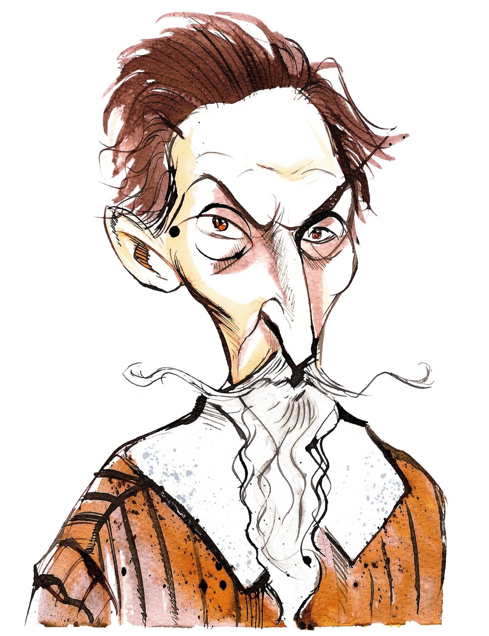 Claudio Monteverdi (1567 - 1643) italský skladatel, gambista, zpěvák a římskokatolický kněz, karikatura od Neale Osborne