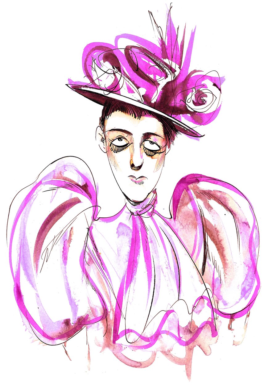 Edith Wharton - barevná karikatura americké spisovatelky a autorky povídek (1861-1937) od Neale Osborne