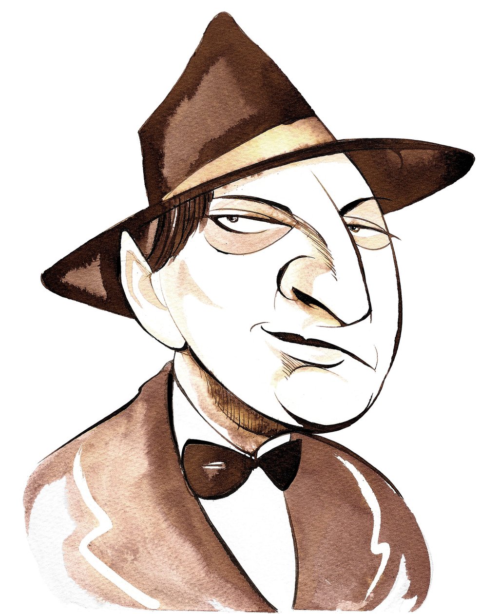Erich Wolfgang Korngold , skladatel a dirigent rakouského původu, (1897 - 1957) karikatura od Neale Osborne