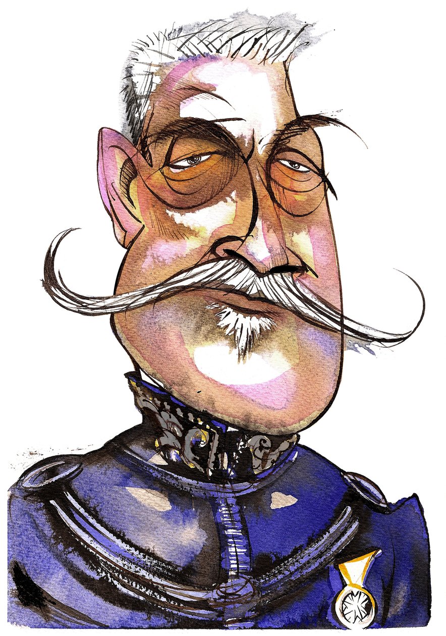 Ferdinand Foch-francouzský maršál (1851-1929); barevná karikatura od Neale Osborne