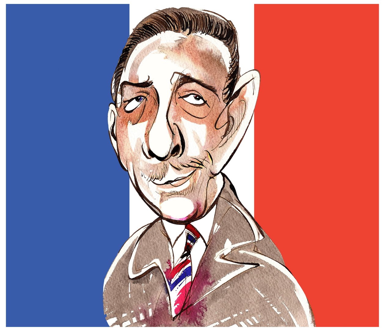 Francis Poulenc - karikatura francouzského skladatele, 1899-1963 od Neale Osborne