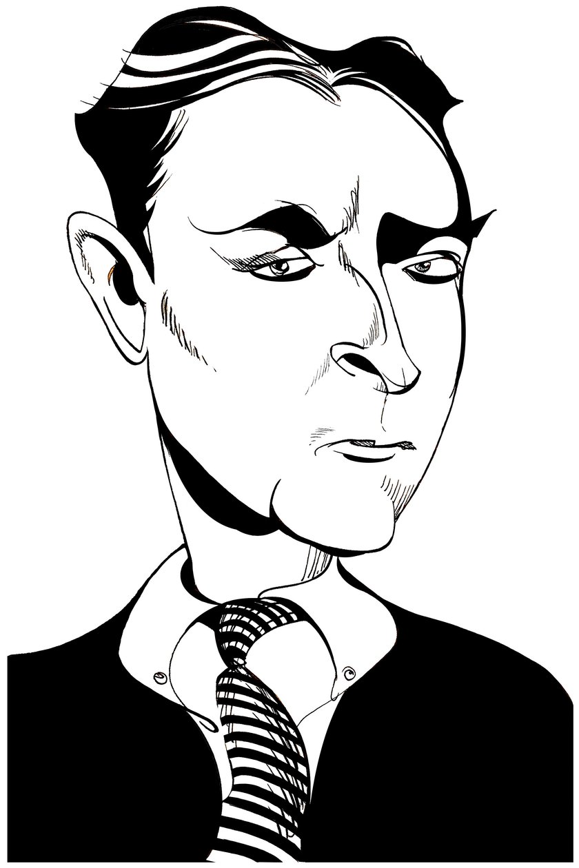 Francis Scott Fitzgerald - karikatura amerického romanopisce a spisovatele povídek, 1896-1940 od Neale Osborne