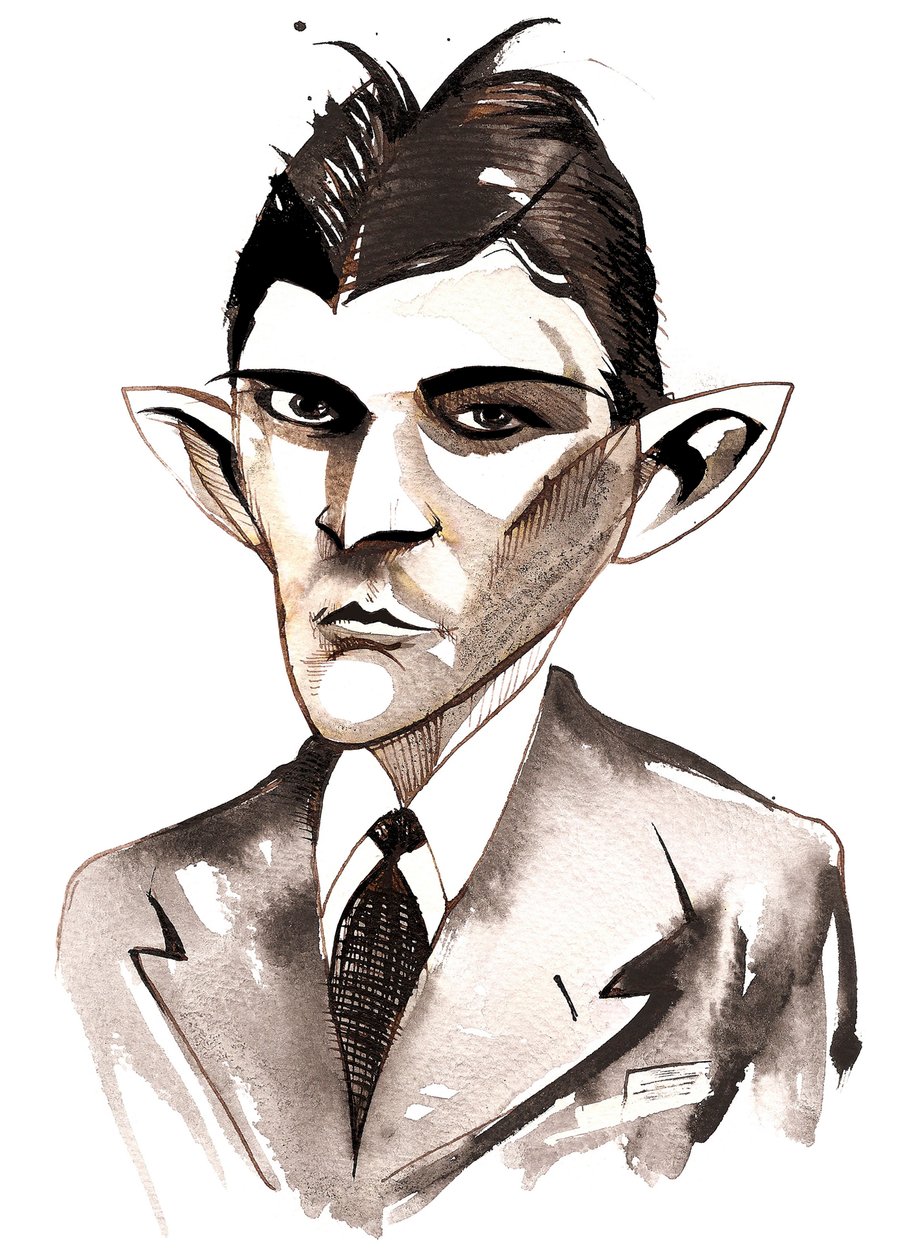 Franz Kafka (český spisovatel, 1883-1924) karikatura od Neale Osborne