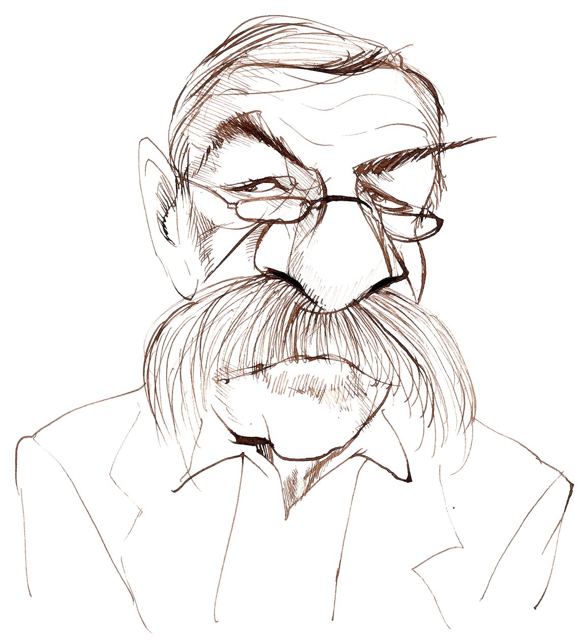 Günter Grass, německý prozaik, básník, dramatik a výtvarník; karikatura od Neale Osborne